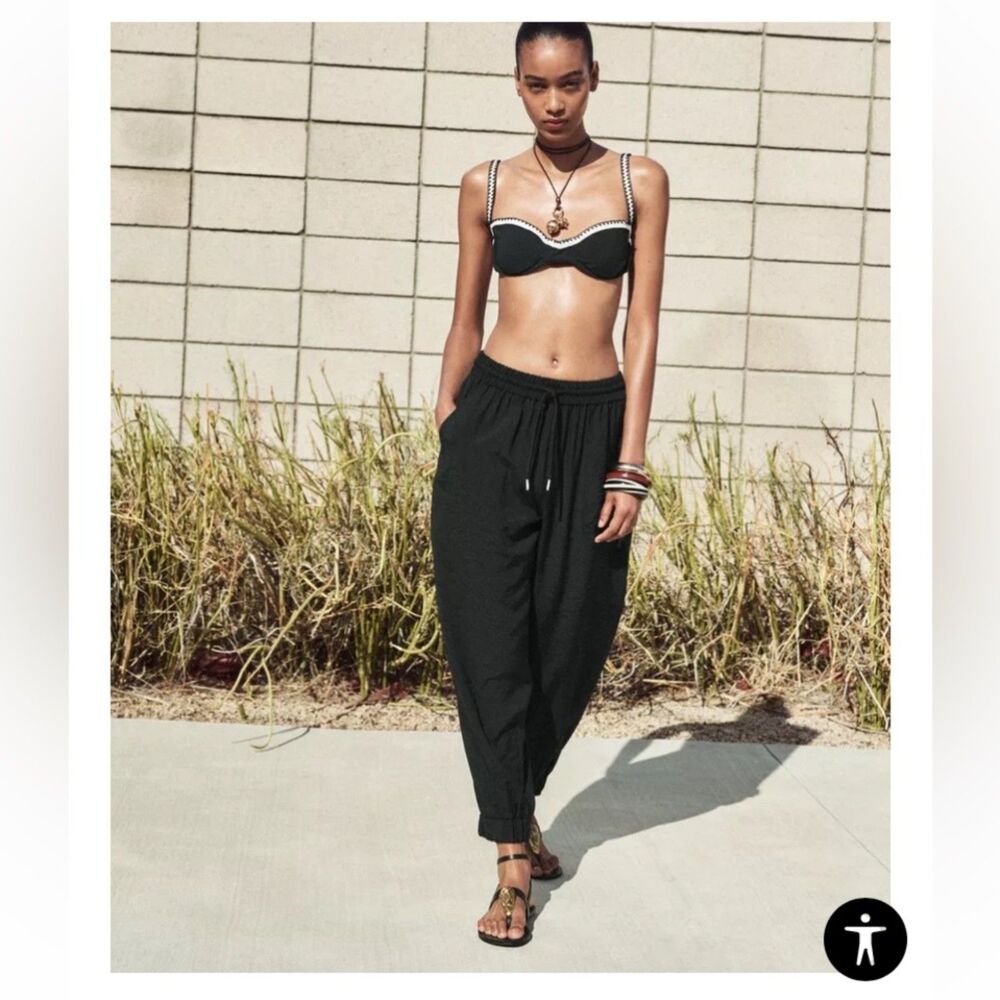 Black Zara Elastic Drawstring Waist Jogger Pants (NWT)
